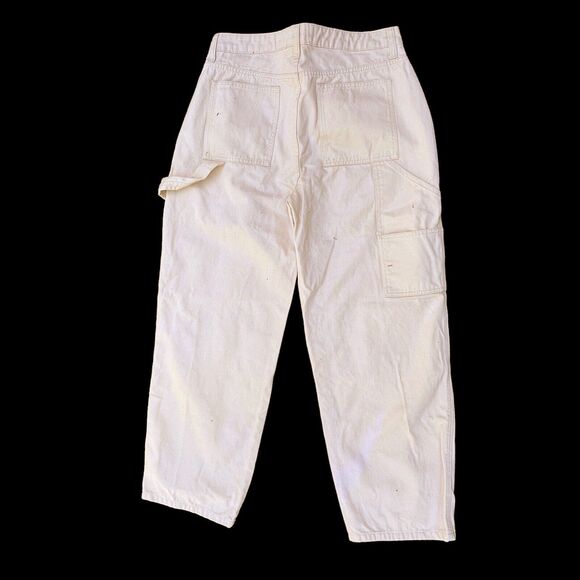 ASOS Design Carpenter Pants Men 32x32 Baggy Ivory Cotton Canvas Wider Legs NWOT - Picture 6 of 12